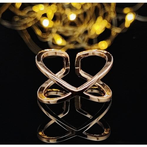 Big black rose gold color adjustable open twist bohemian fashion rings for women love party female trendy finger wholesale R4675