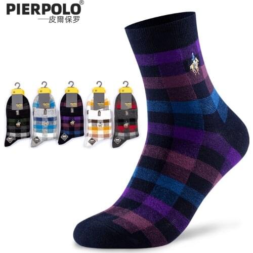 Brand Socks PIER POLO Fashion British Style Men Socks Casual Embroidery Cotton Socks Autumn Winter Crew Socks Wholesale