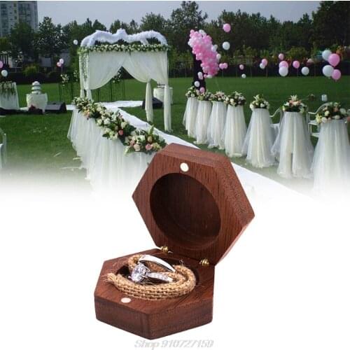 Black Walnut Hexagon Personalized Rustic Wedding Wood Ring Box Holder Wedding Ring Bearer Box for Wedding Gift N07 20 Dropship