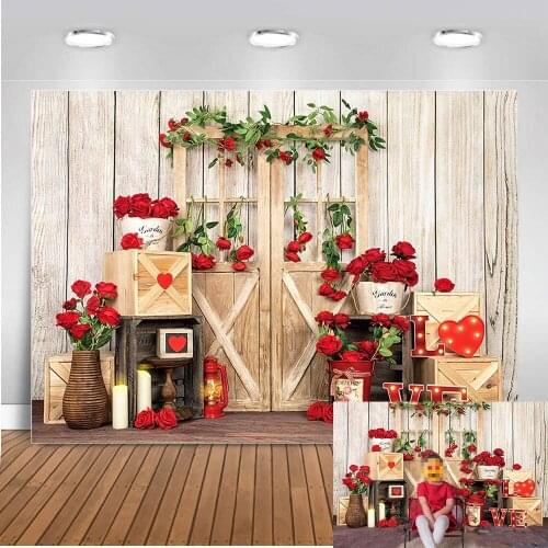 Blooming Rose Flowers Wooden Floor Love Baby Portrait Photography Backdrops Photo Backgrounds Newborn Photocall Studio
