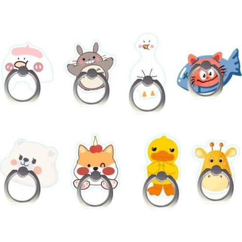 Mobile Phone Stand Holder Cartoon Dog Cat Duck Giraffe Finger Ring Smartphone Cute Animal Bear Holder Stand For All Phone
