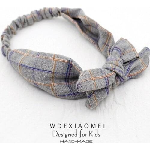 Cute bows Headband Baby Girls Hair Band korea Cotton Grid Bowknot Elastic Hairbands Toddler Infant Turban kids Hair Accessories