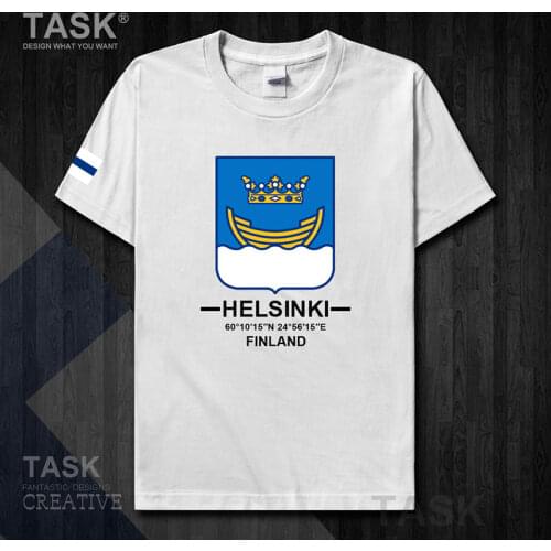 Helsinki Suomi Finland international tourist city culture logo souvenir mens sports fashion design t shirt tops 100cotton tee 20