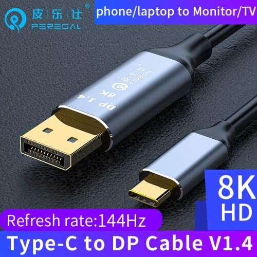 PERESAL USB3.1 type-c to DP cable 8K60HZ 4K 144HZ UHD converterfor Laptop like DELL xps13/15 ASUS LENOVO to big screen monitorV