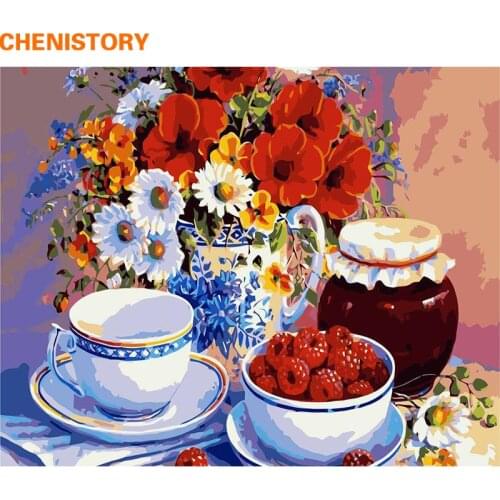 CHENISTORY Flower Picture DIY Painting By Numbers Home Wall Art Decor Modern Hand Painted Oil Painting For Unique Gift 40x50cm