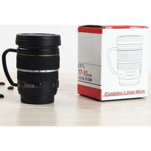 Creative Durable Stainless Steel Mug Vacuum Bottle Travel Camping Coffee Cup Water Coffee Tea Camera Lens Cup With Lid Cocina