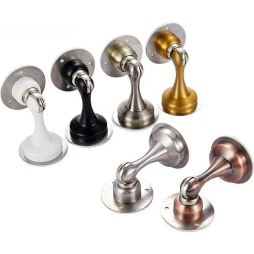 Stainless Steel Magnetic Door Stopper Non Punching Sticker Hidden Door Holders Floor Mounted Door Stop for Bedroom Toilet