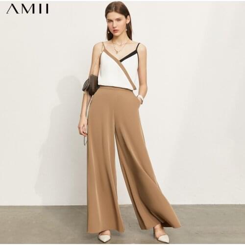 Amii Minimalism Summer New Womens Tops Fashion Patchwork Chiffon Womens Camisole Causal Solid Loose Womens Pants 12140511