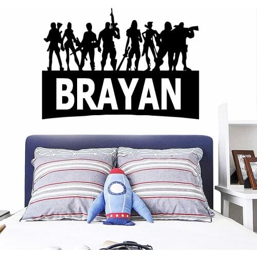 Gamer Custom Name Wall Stickers For Kids Room Decor Game Wall Decal Video Gaming Wall Sticker Customized For Baby Bedroom