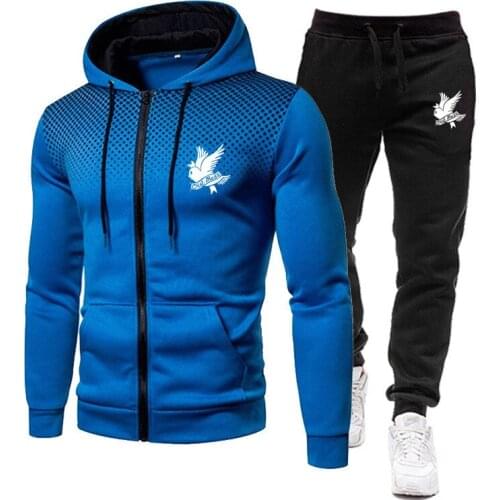2021 New spring Mens Sets Zipper Hoodie+Pants Two Pieces Casual Tracksuit Male Sportswear Gym Brand Clothing Sports Suit Men