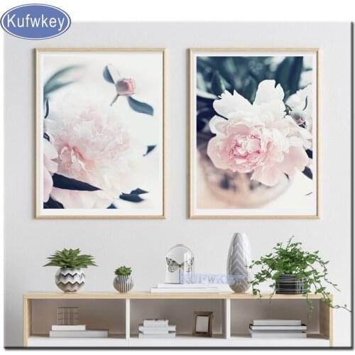 5d diamond painting full new 2019 Bloom pink Peonies set of 2 pcs Wall Art mosaic diamond embroidery sale wedding decoration