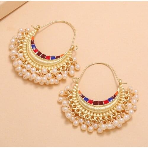 New Round Drop Earrings For Women Simulated Pearl Earring Fashion Party Alloy Jewelry Wedding Gifts