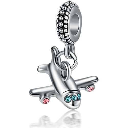 New fashion charm original cartoon small airplane pendant suitable for original Pandora ladies bracelet jewelry gift