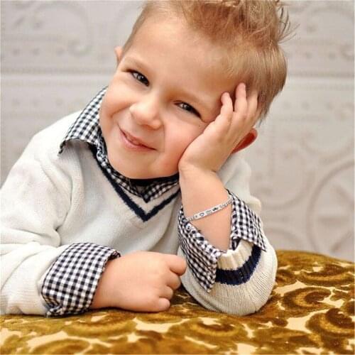 Personalize Baby Name Bracelet Box Chain Smooth Bangle Link Gold Stainless Steel Jewelry Custom Engraved Kids Name Bracelets Boy