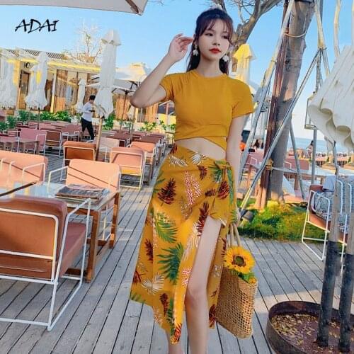 Sexy High Waisted Bikini Womens Swimwear 2021 Floral Print Summer Bathing Suit 3 Piece Bikini Set Swimsuit Cover Up Beach Wear