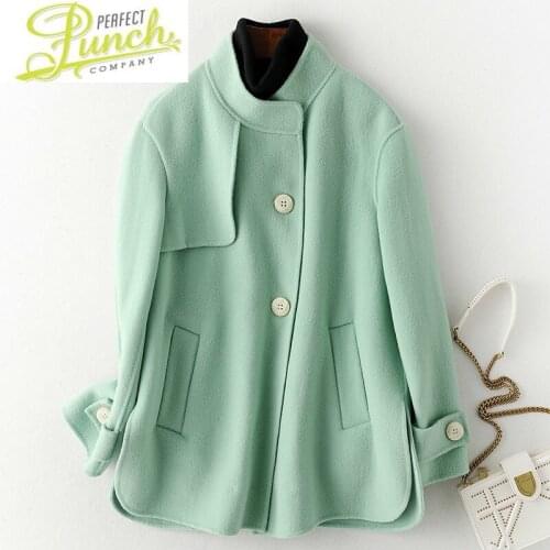 Wool 2021 Female Spring Jacket Korean Double-sided Green Woolen Coat Women Jackets Casacos Feminino HQ19-GYX19011C KJ5756