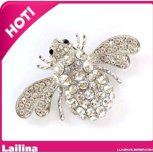 Bumble Bee Brooch Large Crystal Silver Bee Broach Pin Rhinestone Insect Brooch Bumble Bee DIY Jewelry Broach Bouquet Brooches