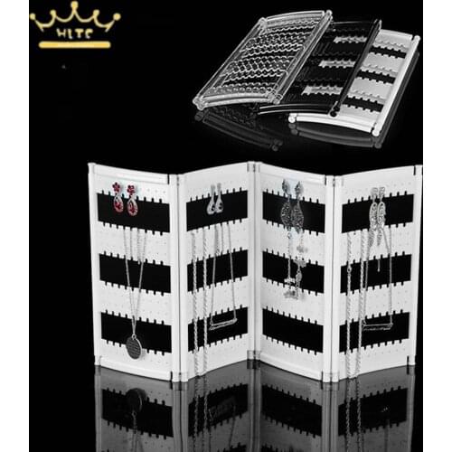 Foldable 2-4 Panels Jewelry Holder Earrings Display Stand Ear Studs Storage Rack Bracelets Necklaces Jewelry Organizer