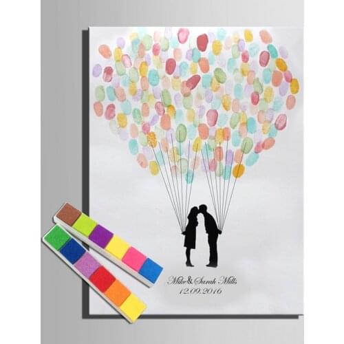 Wedding Guest Book Personalized Fingerprint painting Attendance Book of Signatures for Wedding Gift guest book canvas painting
