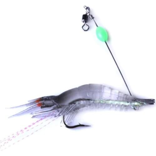 1 piece of luminous shrimp soft bait artificial silicone bait with hook and rotatable bait fishing tackle squid lure