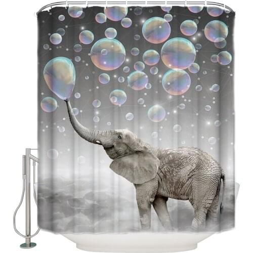 Elephant Bubble Shower Curtain Waterproof Curtains Polyester Bath Curtain Bathroom Decor 12 Hooks