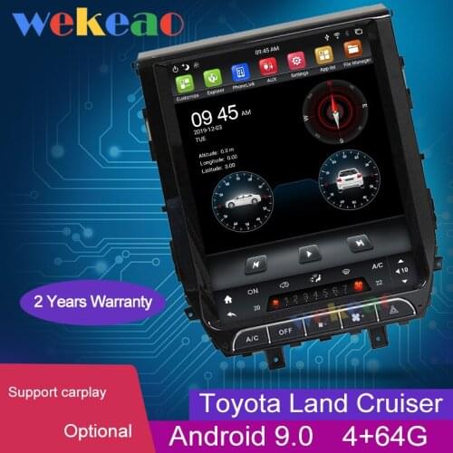 Wekeao 12.1" Vertical Screen Tesla Style 1Din Android 9.0 Car Radio For Toyota Land Cruiser Car Dvd Multimedia Player 4G Carplay