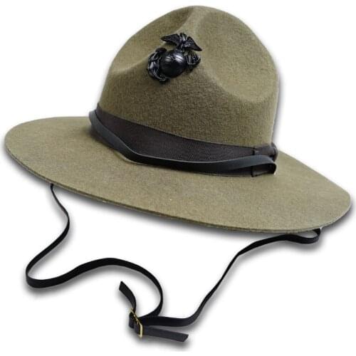 WWII WW2 US Marine Corps Officer Cap Marine Corps Instructor Hat With Metal Badge