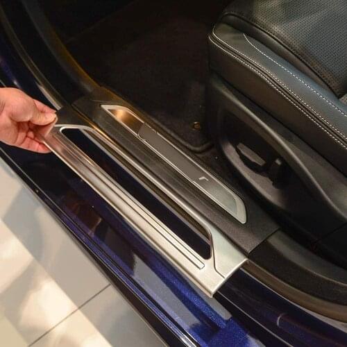 Stainless Steel Inner Door Sill Scuff Protector Plate (Logo) 4pcs For Jaguar XE 2015-2017 Car-styling