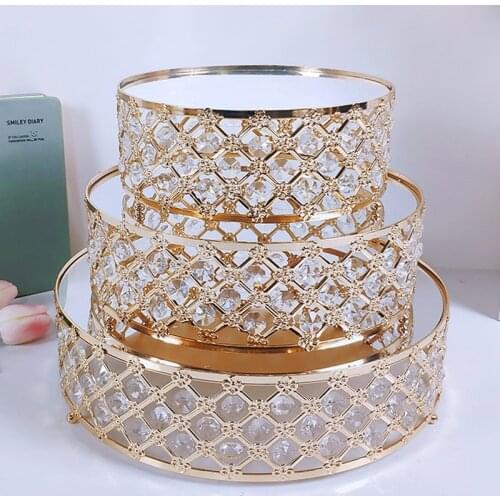 Gold Mirror Metal Cake Stand Round Cupcake Wedding Birthday Party Dessert Pedestal Display Plate Home Decor