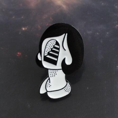 Mystery Stairface Lady Brooch Who Needs a Face, When You can Have Stairs Enamel Pin Denim Backpack Personality Badge Friend Gift