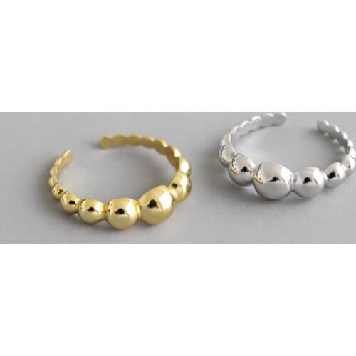 100% 925 sterling silver ball finger rings for women anillos mujer, fashion opening engagement ring girl gift gold color jewelry