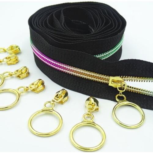10 meters long 4 zipper head colorful teeth nylon sewing DIY No. 5 teeth liner colored nylon zipper