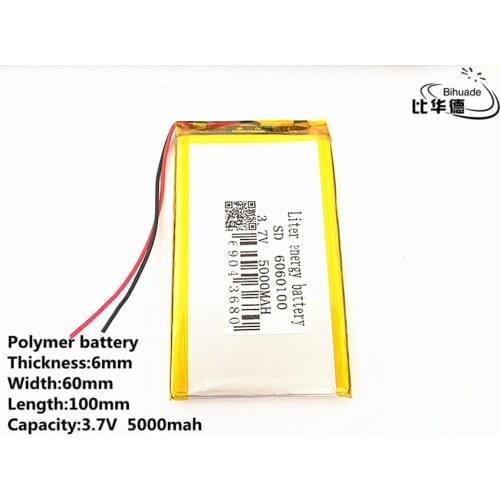 10pcs/lot 3.7V 5000mAh 6060100 Polymer Lithium LiPo Rechargeable Battery For GPS PSP DVD