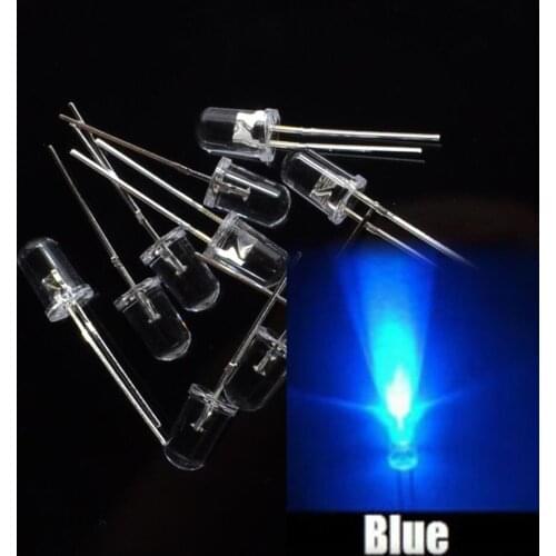 100pcs/ NEW 5mm Round Super Bright Blue LED light Diode Kit