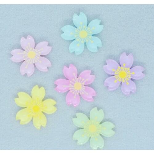 20PCS Resin Flatback Cherry Blossoms Embellishment For Scrapbooking Phone Decoration Crafts 26mm