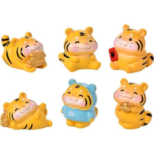 6Pcs Micro Landscape Adornment Bonsai Decor Resin Tiger Model Decors 2022 Year Tiger Micro Landscape Bonsai Meat Decor