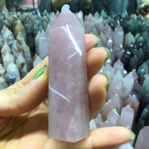 65-70mm New Hot Fashion Natural Rock Rose Quartz Crystal Point Healing Stone Pure Color Obelisk Wand Pink
