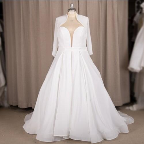 9191# 100% Real Photos Sample Two Pieces Sweetheart A-Line Chiffon Pleating Wedding Dress Bride Gown