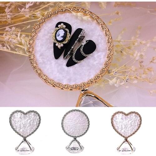1PC Diamond False Nail Art Plate Tips Display Stand Golden Rim Agate Palette Nail Polish Gel Display Photo Props Showing Tools