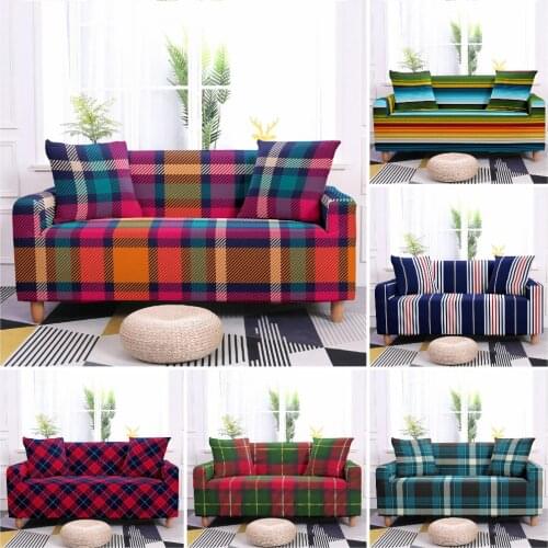 Geometric Plaid Stretch Sofa Cover Elastic Spandex Sofa Slipcover for Living Room Single Loveseat Couch Cover 1-4 Seat