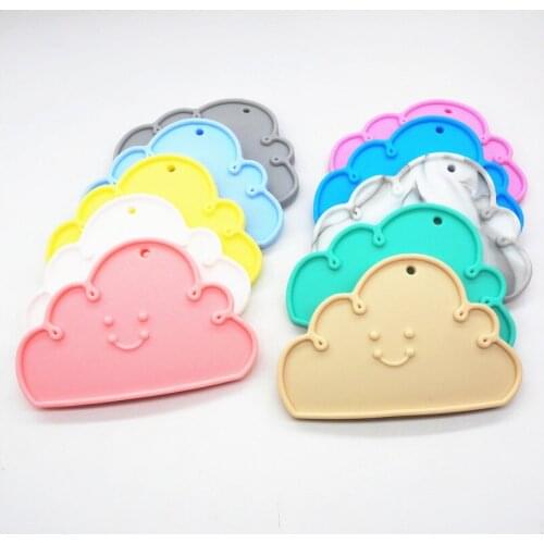 Chenkai 10PCS Silicone Cloud Teether DIY Baby Shower Pacifier Dummy Teething Chewing Pendant Nursing Jewelry Making Sensory Toy
