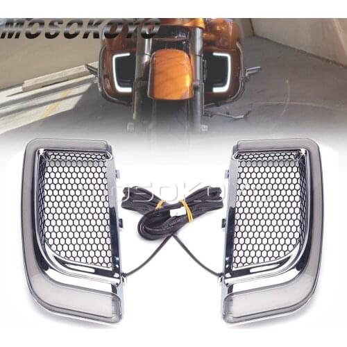 For Harley Touring FLHTCU FLTRK FLHTCUL FLHTK FLHTKL 2014-2020 Motorcycle LED Turn Signal Running Light Fairing Lower Grills