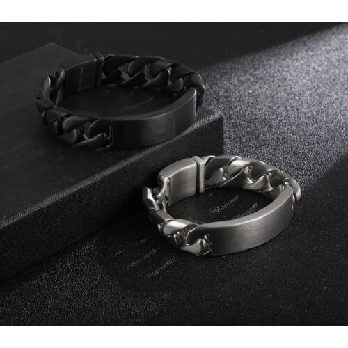 European and American street fashion accessories punk gothic rock style stainless steel creative Cuban chain mens bracelet