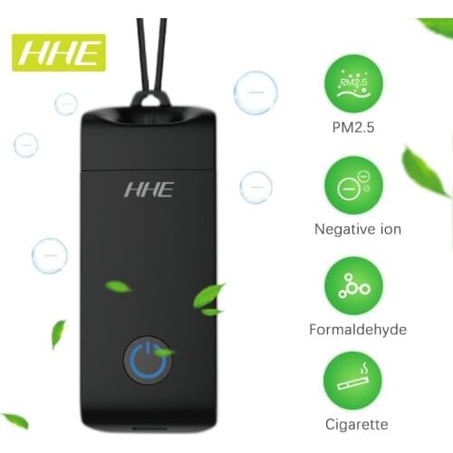HHE Portable Air Purifier Anion Air Freshener Ionizer Dust Cigarette Smoke Remover Negative Ion Necklace Mini Air Purification