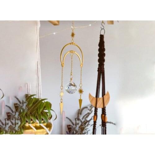 Moon Celestial Catcher/Window Ornament/Hanging Crystal/Rainbow Prism/Rainbow Maker