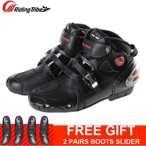 Motorcycle microfiber leather ankle street moto boots bike racing short shoes motocross motorcycle protective gear shift boots