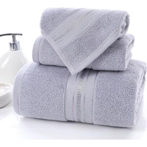 Soft 100% Cotton Face Bath Towel Set juegos de toallas Light gray Absorbent Towels Bathroom Wedding gifts Decoration 3pcs/set