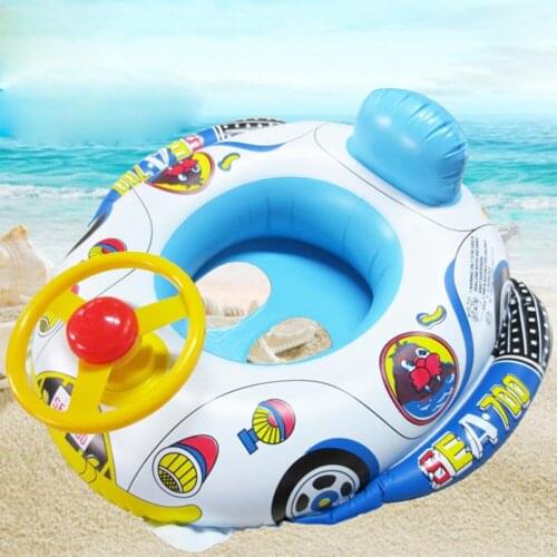 PVC Inflatable Swimming Ring Seat Air Mattress Baby Pool Car Steering Wheel Boat Swimming Accessory Random Color