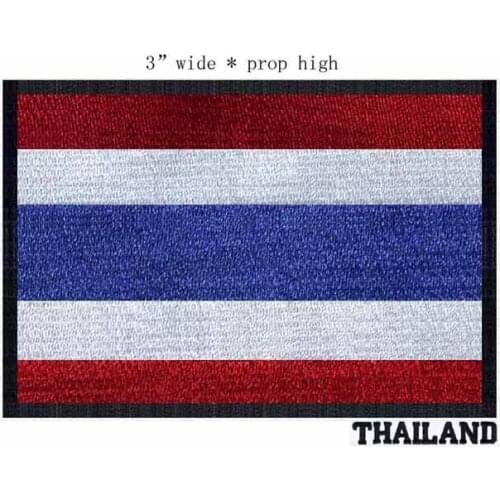 THAILAND embroidery flag transfers iron on patches black border 3" wide for baby clothes companies