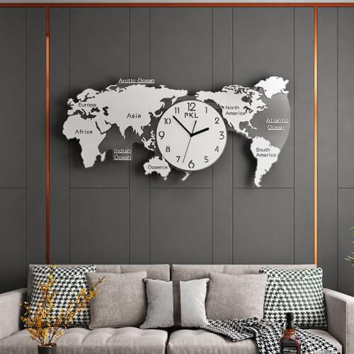 Nordic 3D Wall Clock Modern Silent Living Room Creative Luxury World Map Watch Wall Clocks Home Decor Reloj De Pared Gift Ideas